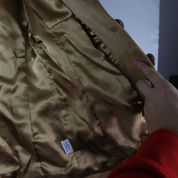 PRESTON& YORK Vtg‎ Women 100% Suede Jacket Blazer XS Lined Button Down Tan Beige - Picture 10 of 12